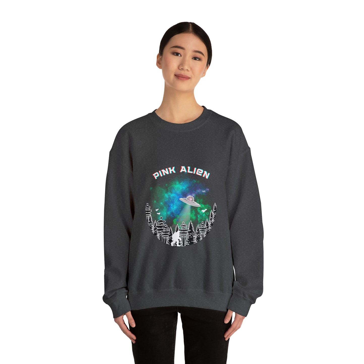 Pink Alien Bigfoot Sighting Crewneck