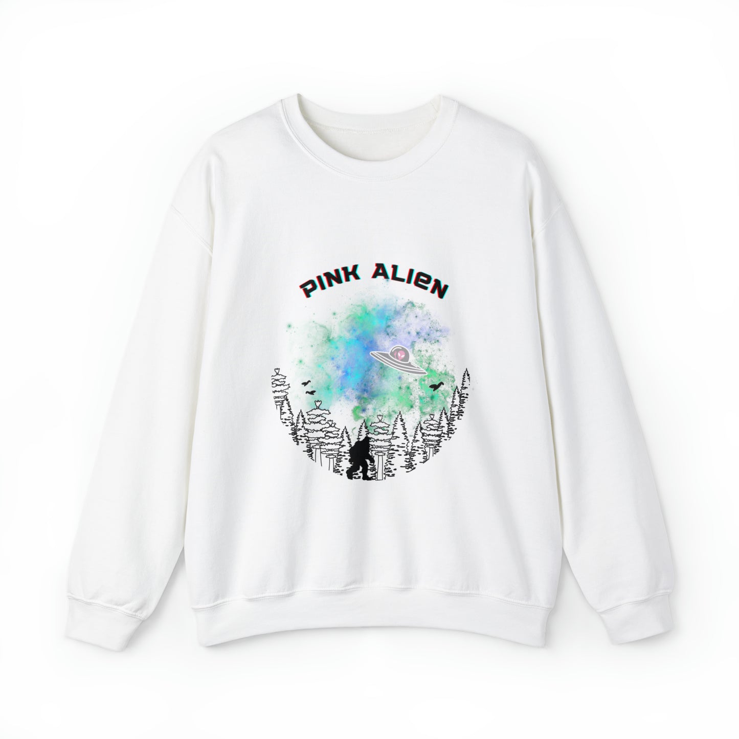 Pink Alien Bigfoot Sighting Crewneck