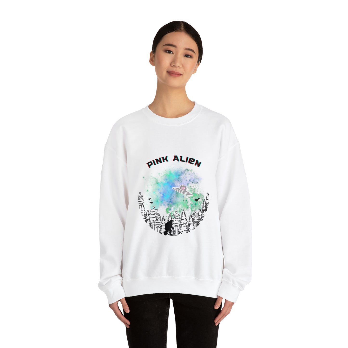 Pink Alien Bigfoot Sighting Crewneck