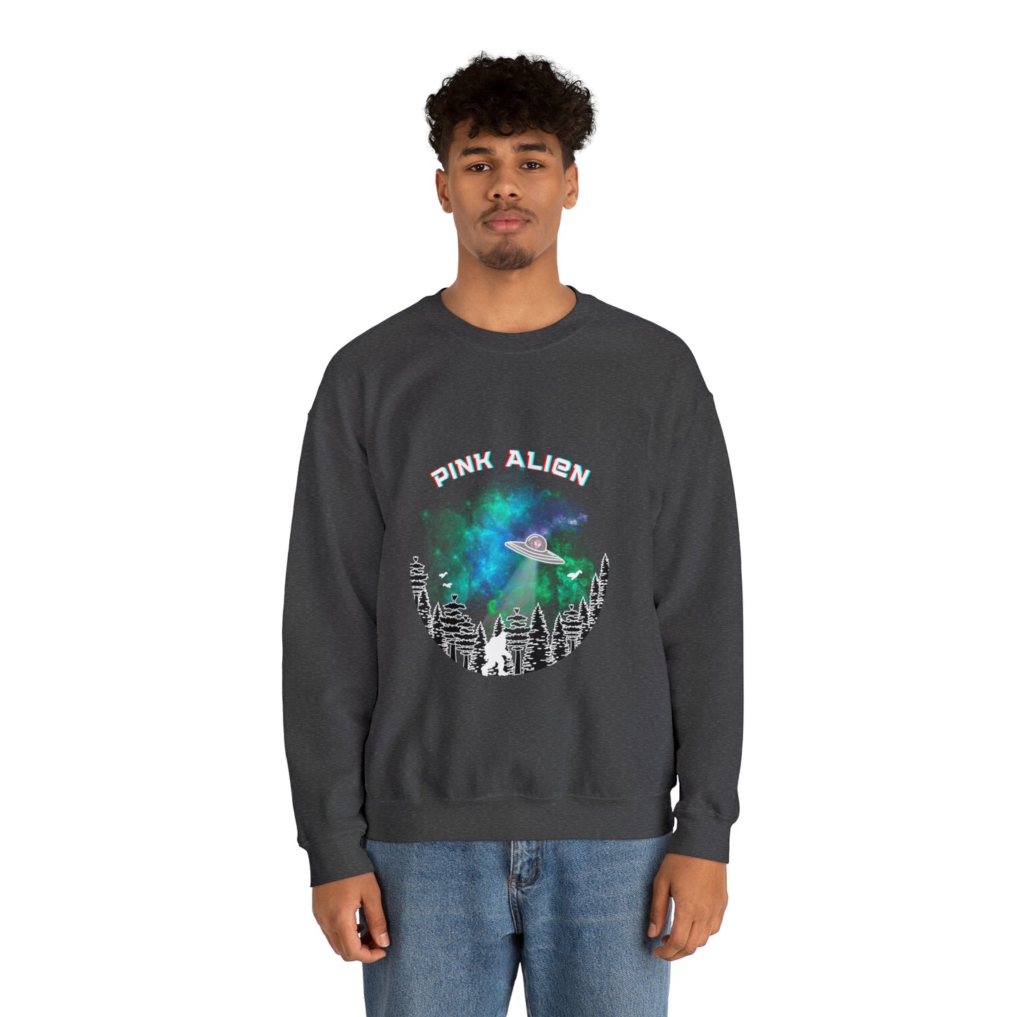 Pink Alien Bigfoot Sighting Crewneck