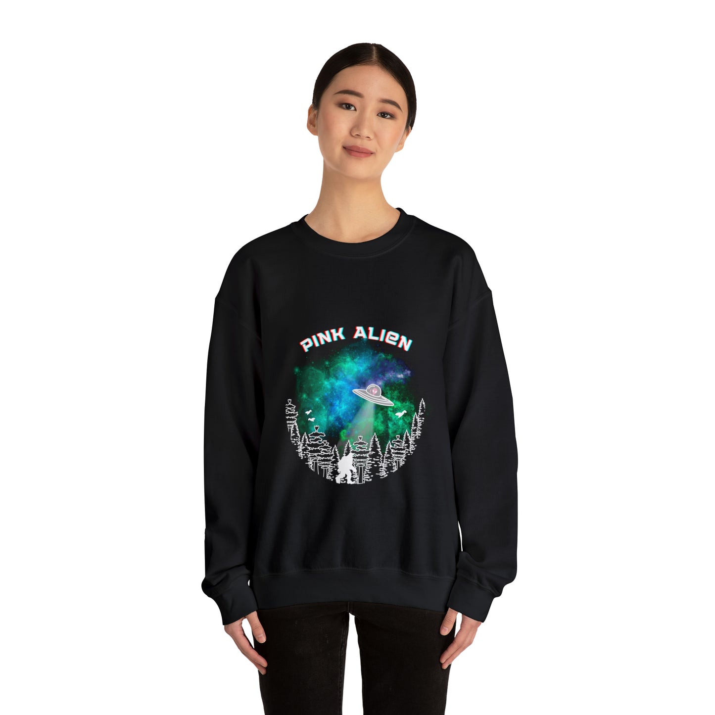 Pink Alien Bigfoot Sighting Crewneck