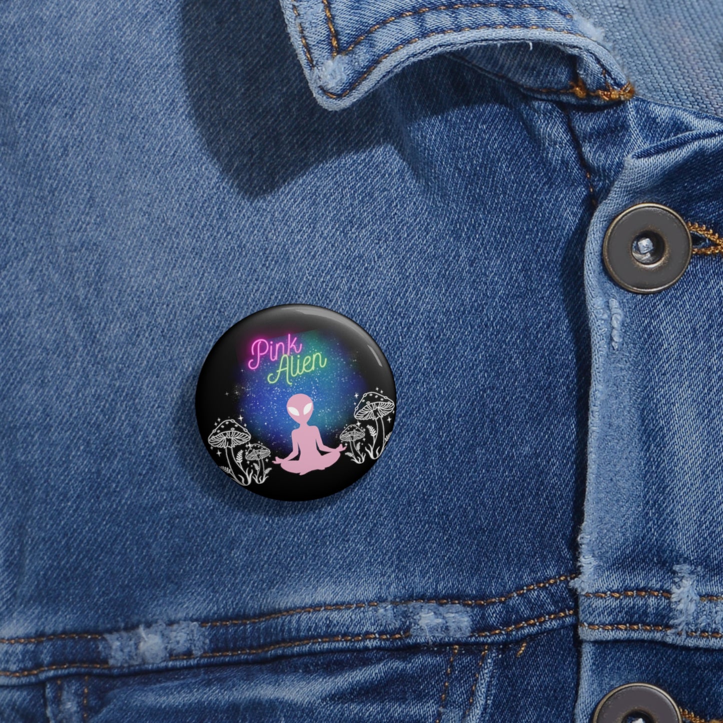 Meditative Mushroom Button Pin