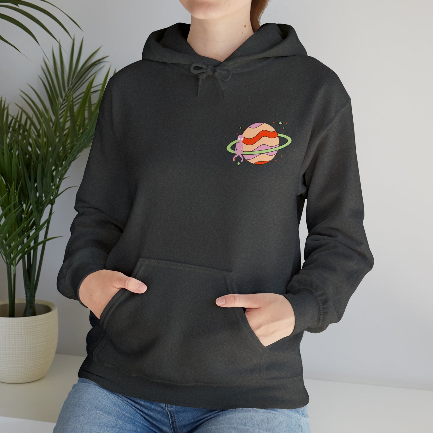 Pink Alien Retro Planet Hoodie