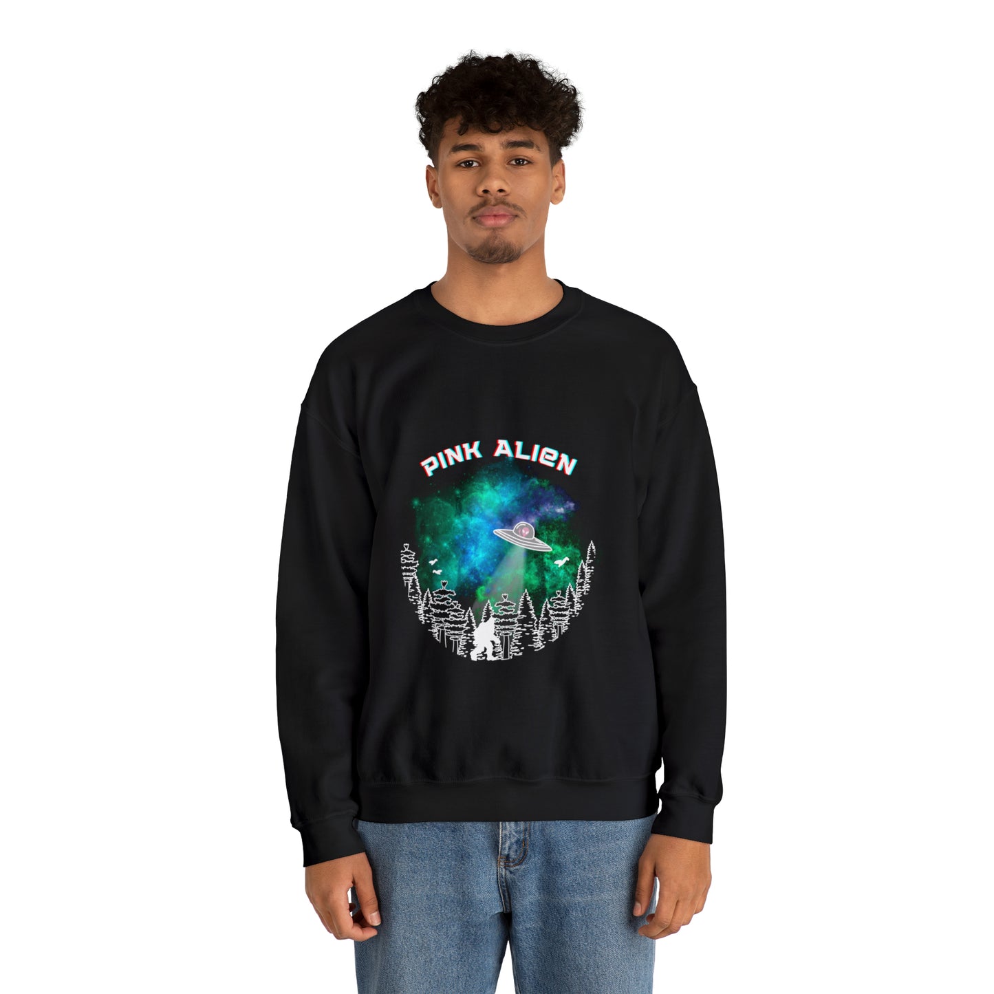 Pink Alien Bigfoot Sighting Crewneck
