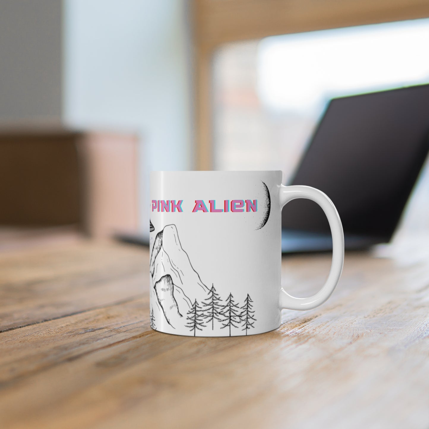 Pink Alien Mountain Ceramic Mug