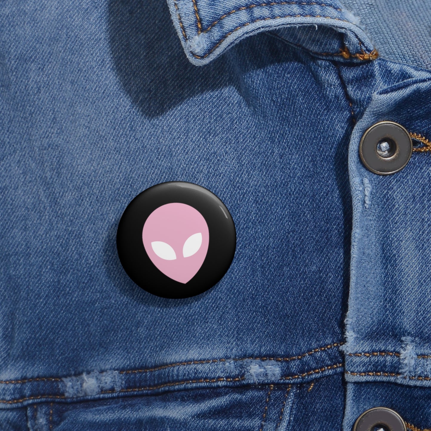 Pink Alien Basic Button Pin