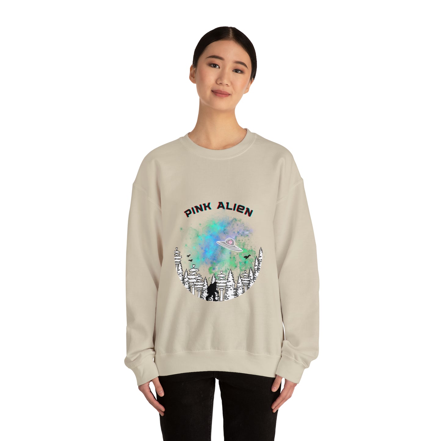 Pink Alien Bigfoot Sighting Crewneck