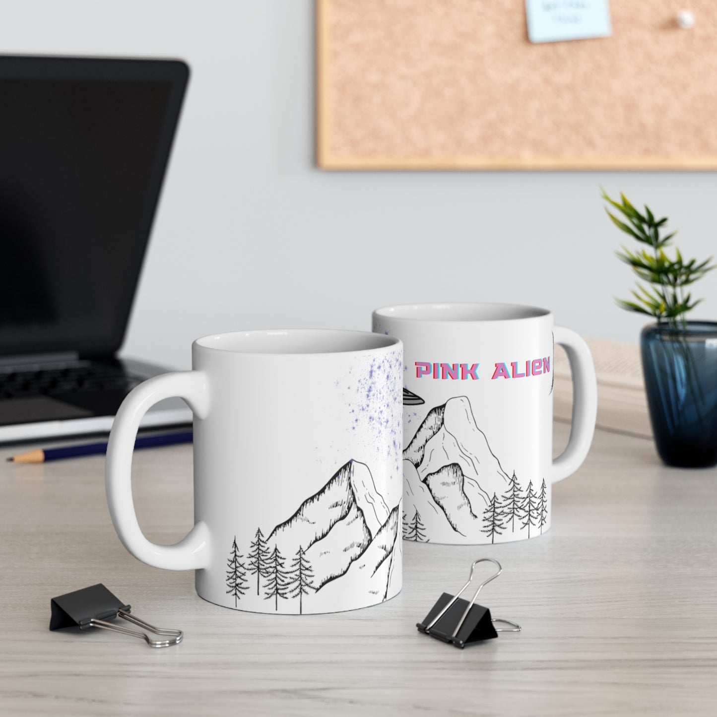 Pink Alien Mountain Ceramic Mug